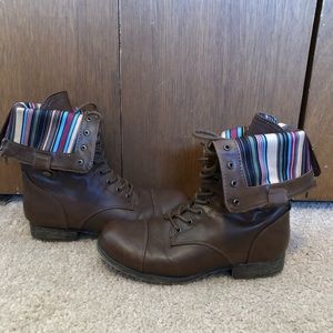 Brown combat boots